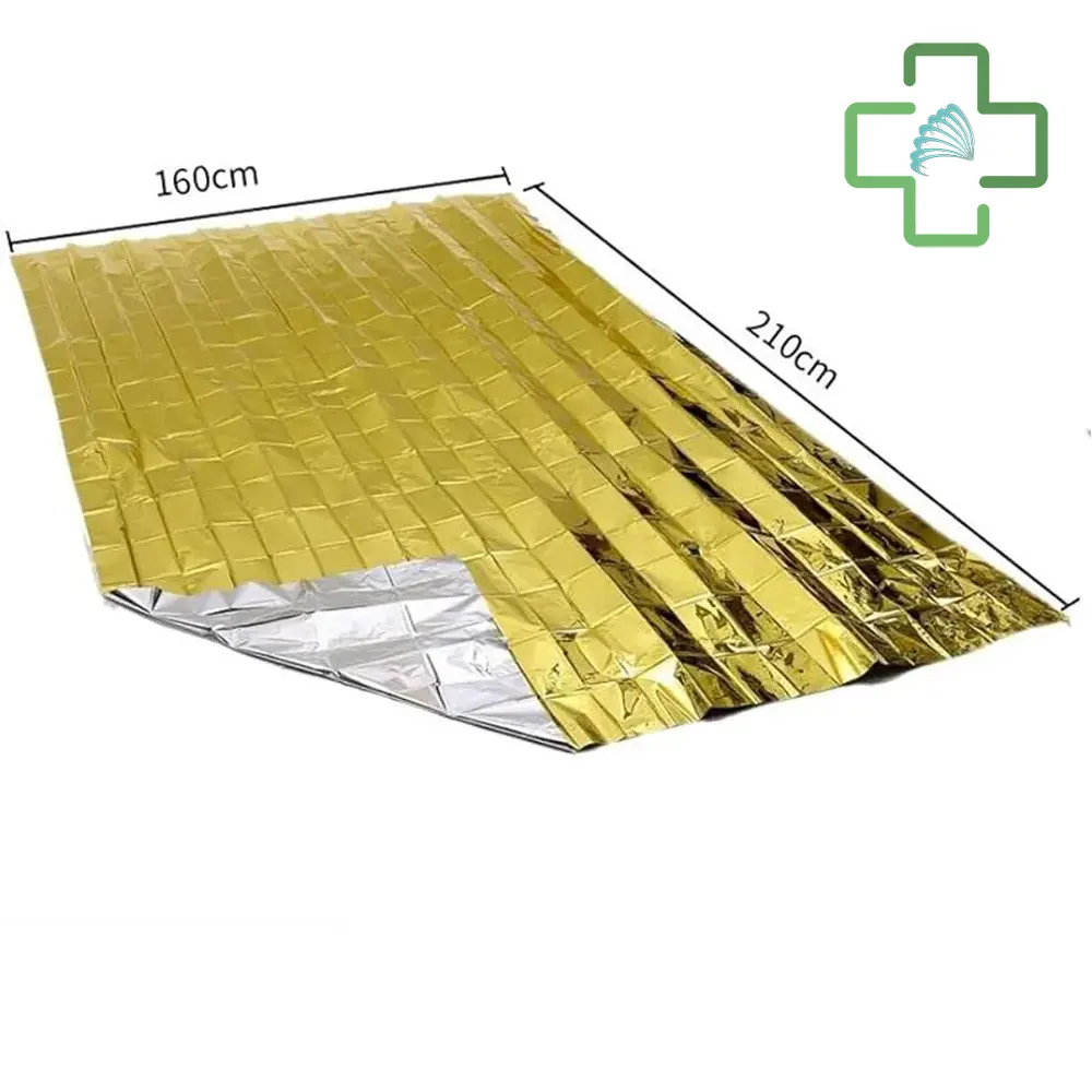 Manta Térmica de Primeros Auxilios - Doble Cara Aluminio Plata/Oro, Retención de Calor en Emergencias
