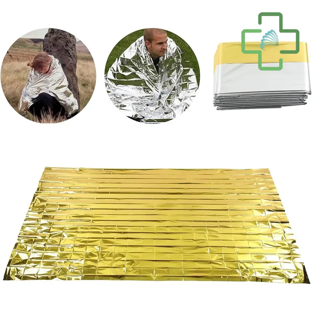 Manta Térmica de Primeros Auxilios - Doble Cara Aluminio Plata/Oro, Retención de Calor en Emergencias