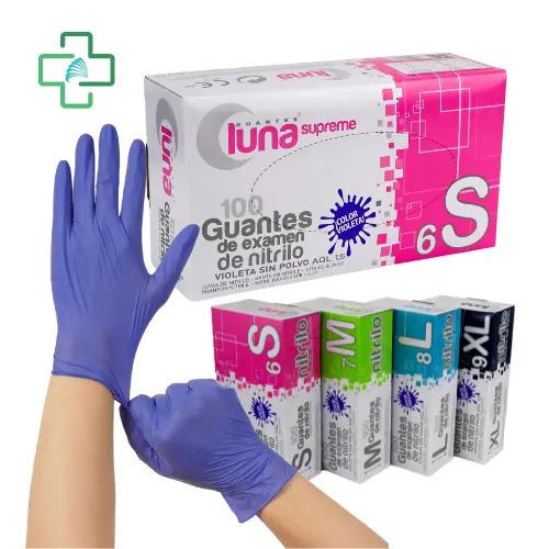 Guantes De Examen Desechables Supreme De Nitrilo - Violeta Sin Polvo - Imagen 4