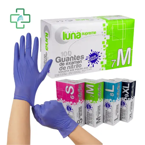 Guantes De Examen Desechables Supreme De Nitrilo - Violeta Sin Polvo - Imagen 5