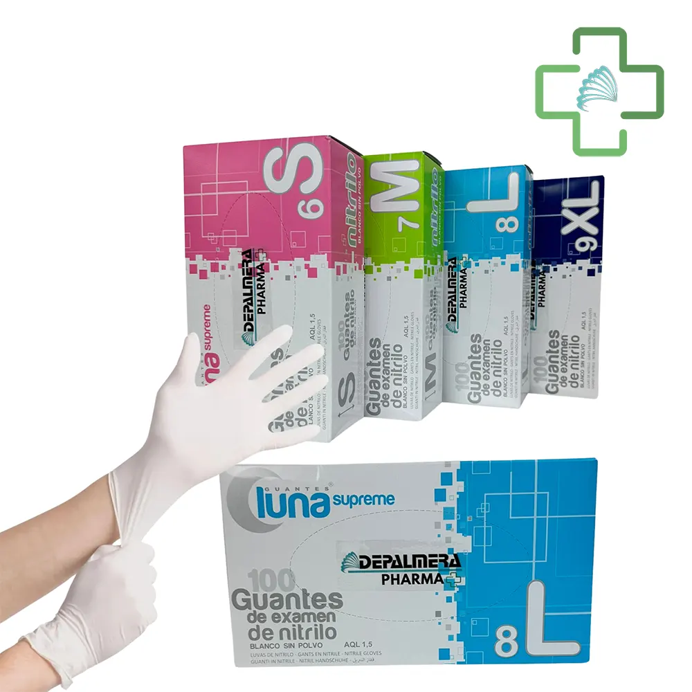 Guantes De Examen Desechables Supreme De Nitrilo - Blanco Sin Polvo 100uds. - Imagen 4