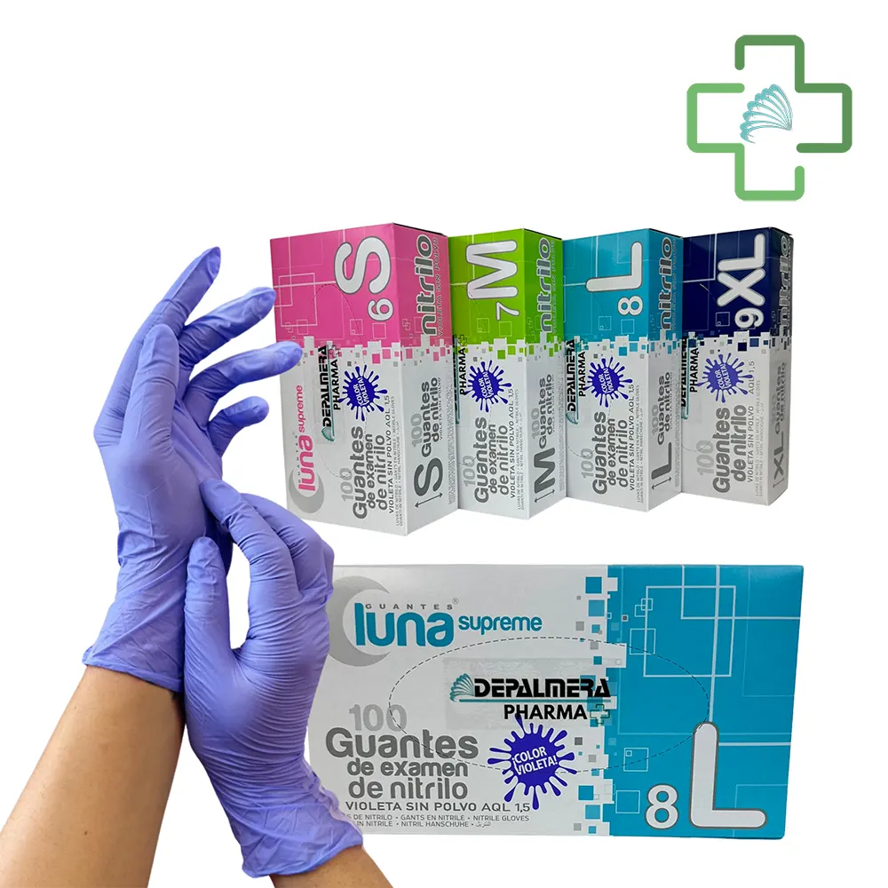 Guantes de examen desechables de nitrilo violeta sin polvo