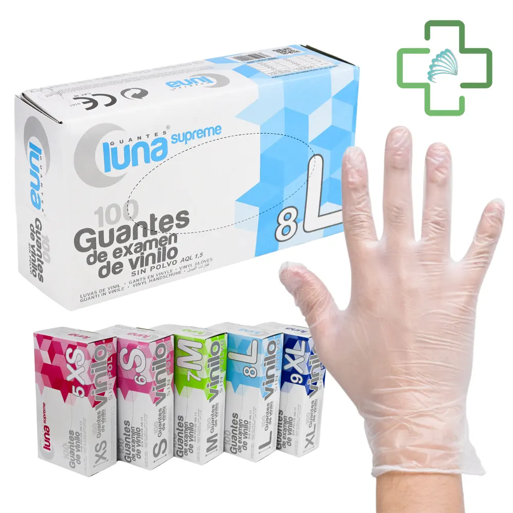 Guantes de vinilo desechables sin polvo
