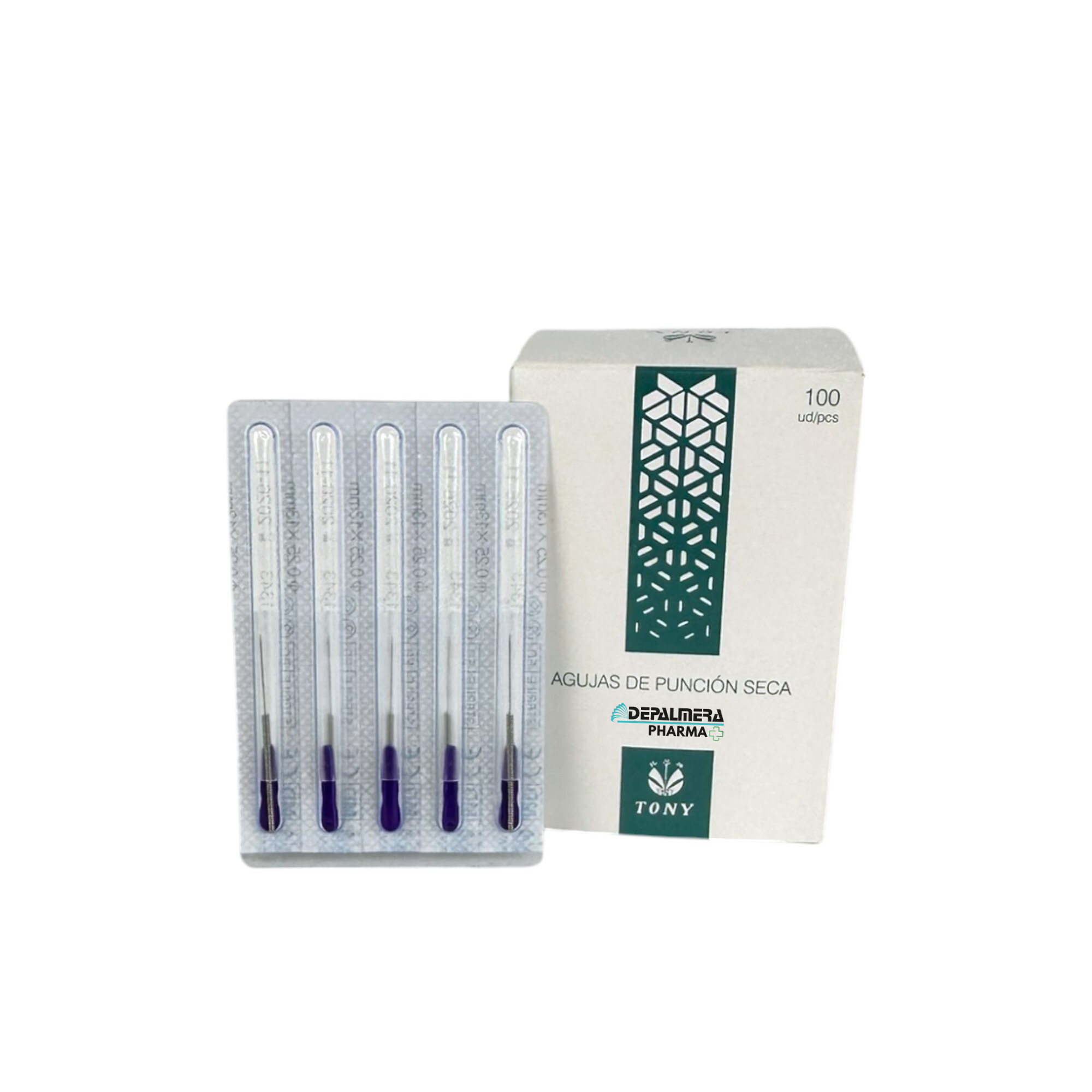 Agujas de punción seca estériles en diferentes tamaños, ideales para fisioterapia y tratamientos de dolor muscular.