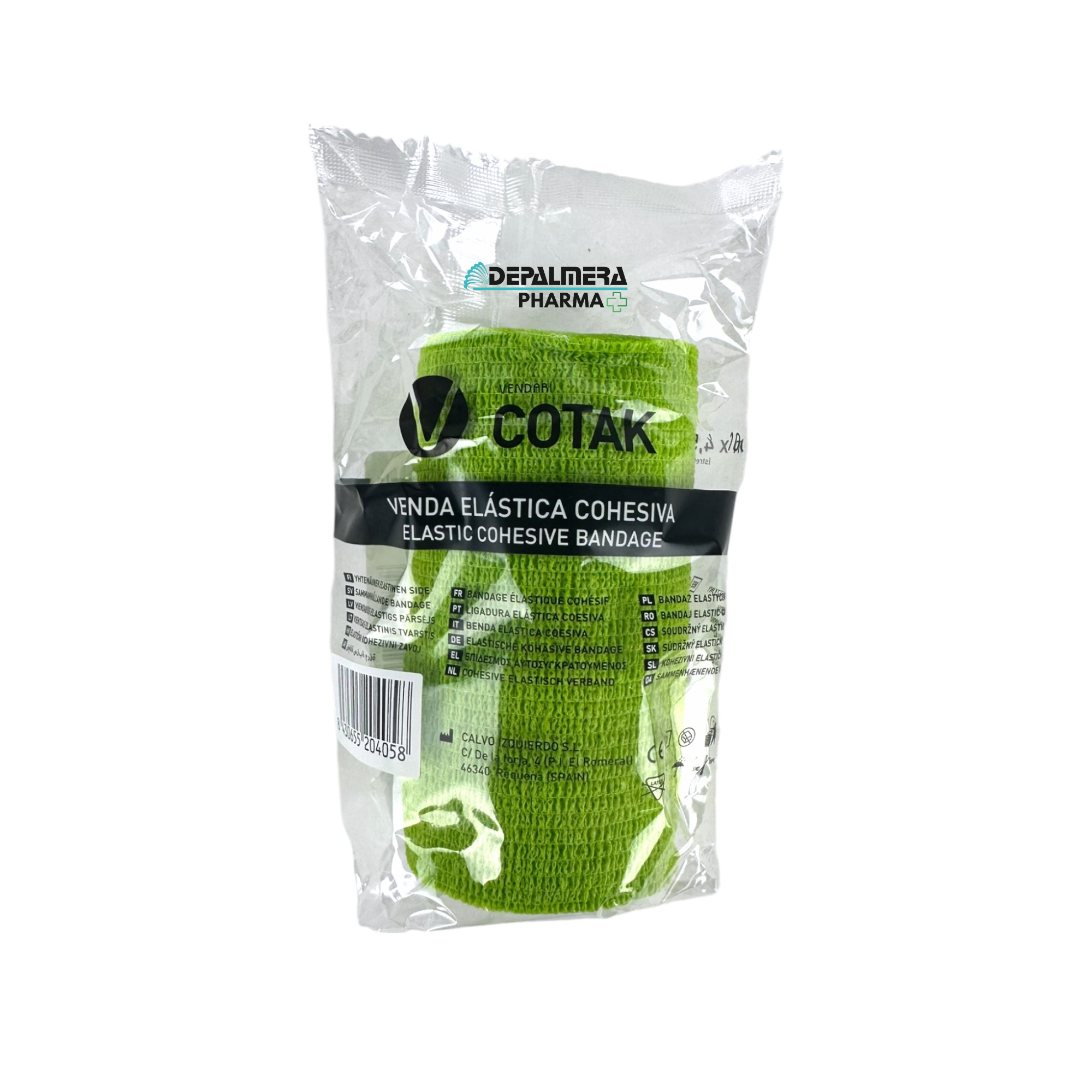 Venda cohesiva Cotak sin látex de 10 cm x 4,5 m en colores beige, azul, verde, rojo y blanco, ideal para soporte y protección
