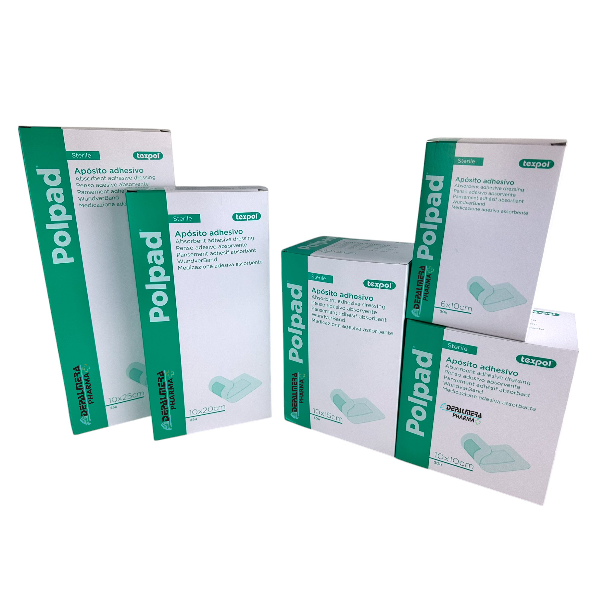 Apósito autoadhesivo estéril disponible en varios tamaños, ideal para cubrir y proteger heridas.