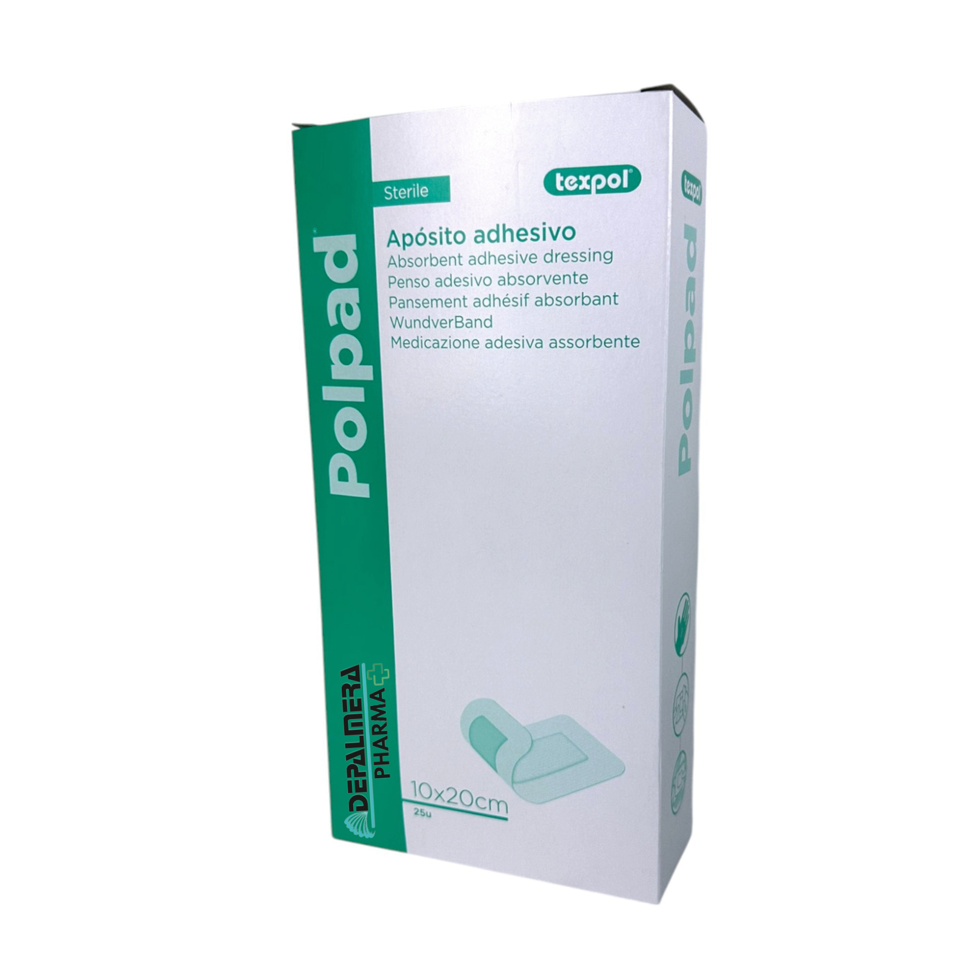 Apósito autoadhesivo estéril disponible en varios tamaños, ideal para cubrir y proteger heridas.