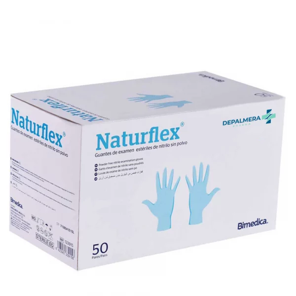 Guantes de examen estériles Naturflex nitrilo sin polvo talla S M L