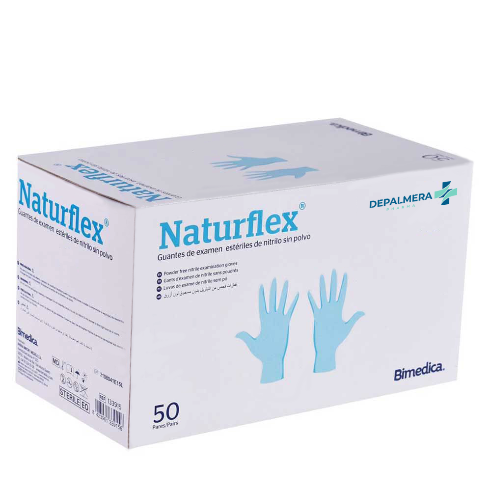 Guantes de examen estériles Naturflex nitrilo sin polvo talla S M L