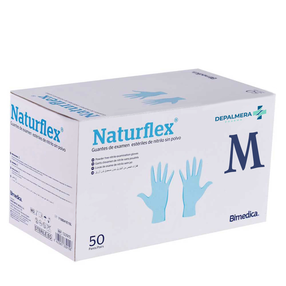 Guantes de examen estériles Naturflex nitrilo sin polvo talla M