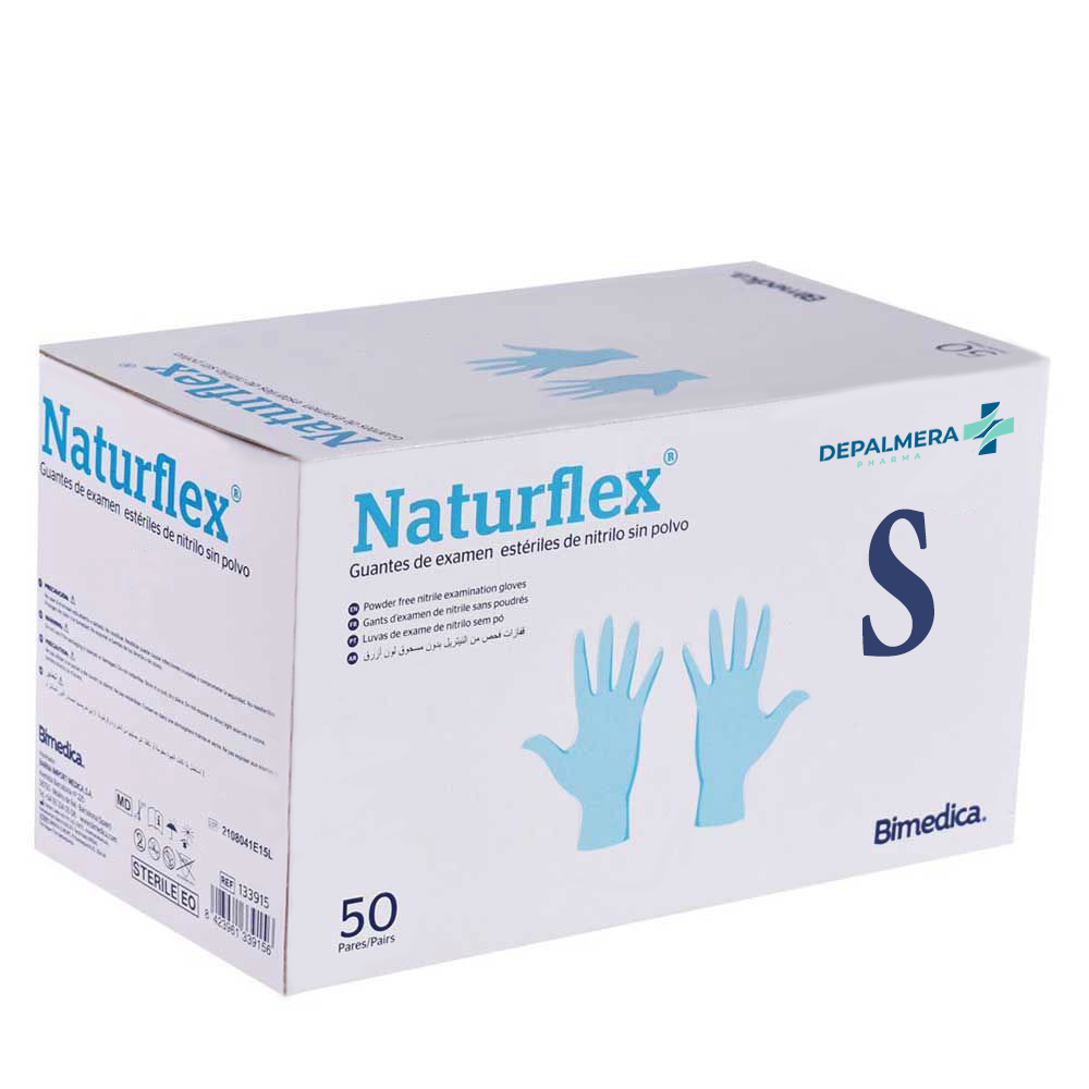 Guantes de examen estériles Naturflex nitrilo sin polvo talla S