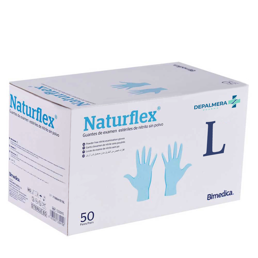 Guantes de examen estériles Naturflex nitrilo sin polvo talla L