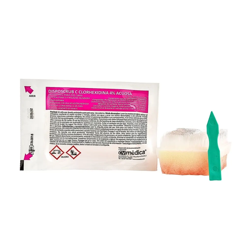 Esponja con cepillo clorhexidina 4% Disposcrub CV Médica estéril