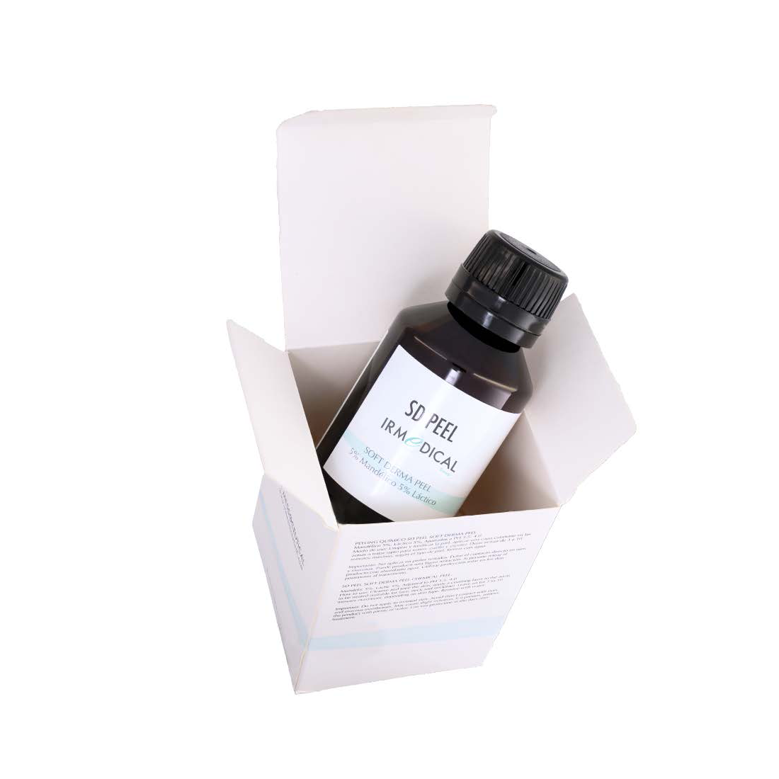 Envase de SD Peel IR Medical de 100 ml, peeling químico suave con AHA para exfoliación facial profesional.
