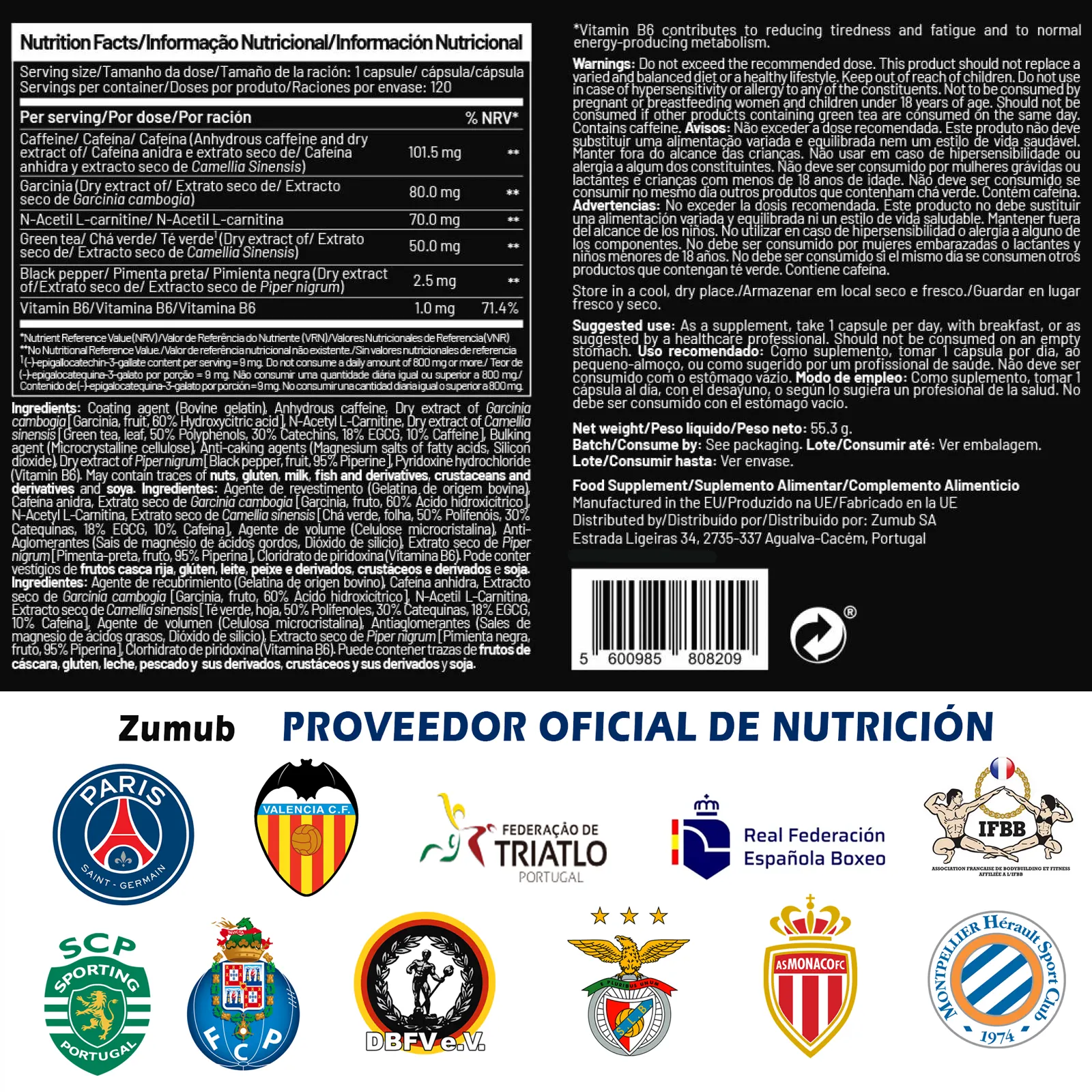 Fat Burner Quemagrasas 120 Cápsulas, suplemento dietético para apoyar la pérdida de peso.