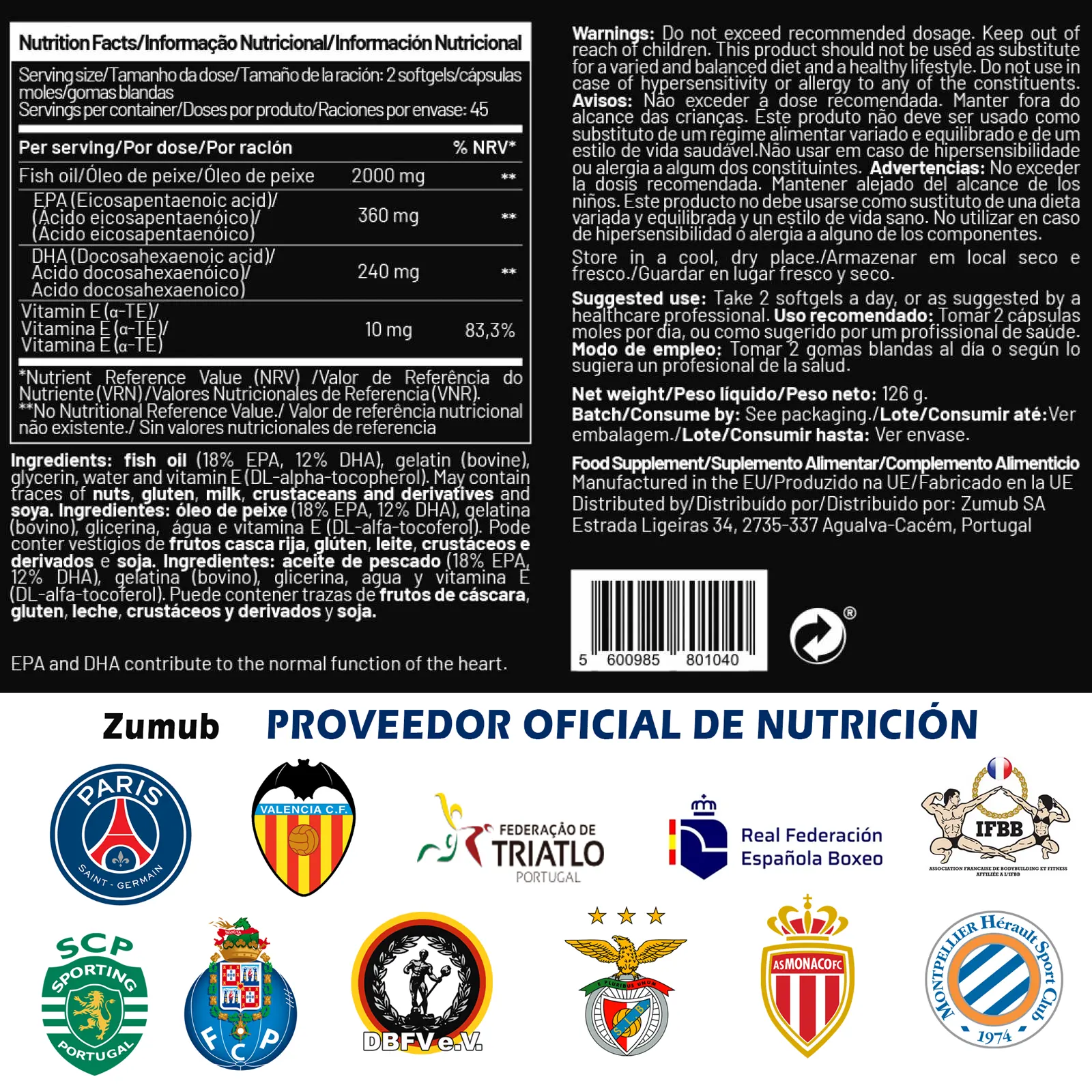Omega 3 90 Cápsulas Blandas, suplemento para la salud cardiovascular, cerebral y ocular.