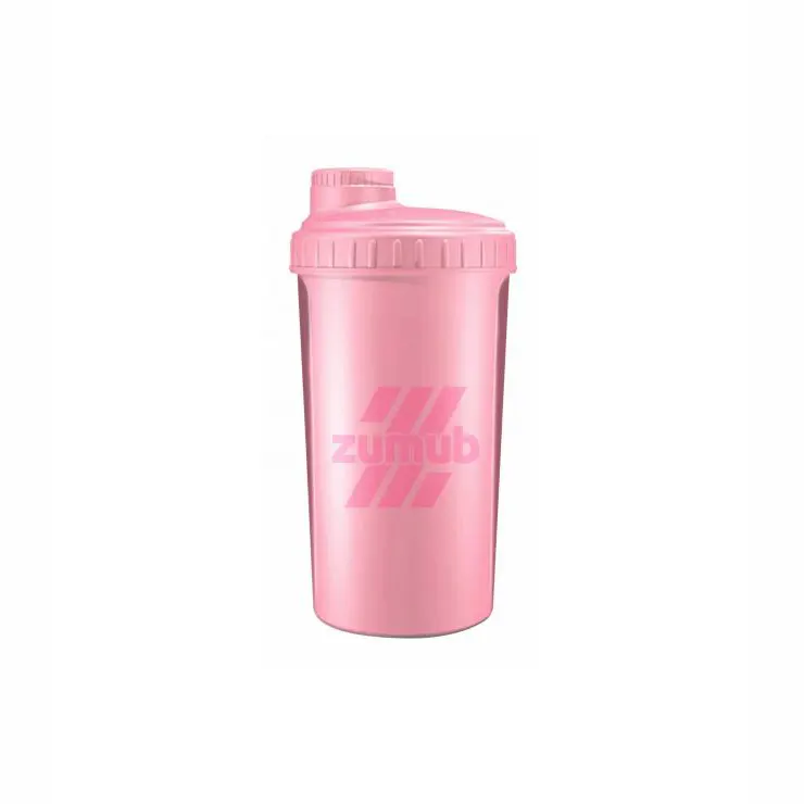 Shaker Power To Win 700 ML en color negro y rosa, diseñado para mezclar suplementos de manera eficiente.