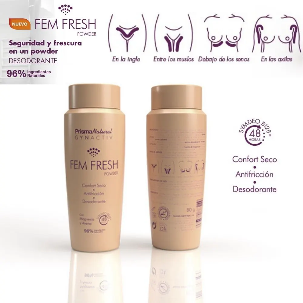 Gynactiv Fem Fresh Powder 80 g – Polvo íntimo sin talco para frescor y protección