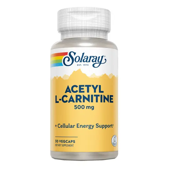 L-Carnitina 500 mg Solaray 30 cápsulas – Suplemento natural para energía y metabolismo de grasas