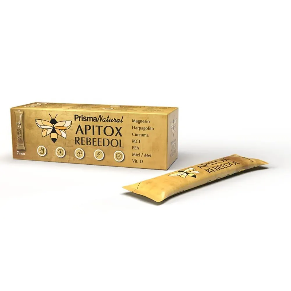 Rebeedol 7 Sticks Apitox complemento nutracéutico bebible con jalea real, propóleo y ginseng para energía y bienestar
