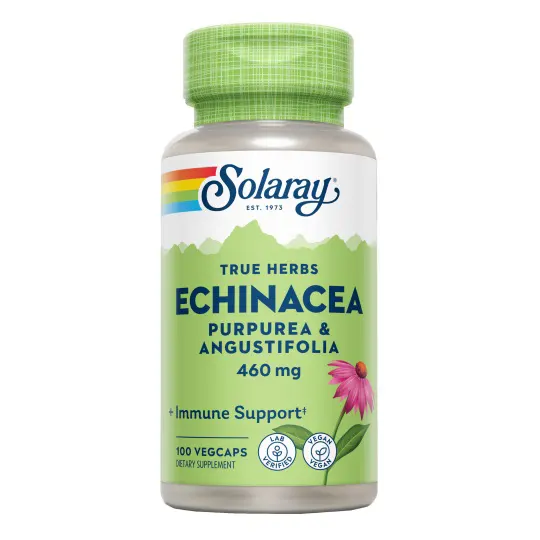 Solaray Echinacea Purpurea y Angustifolia 460 mg 100 cápsulas – Refuerzo natural del sistema inmune