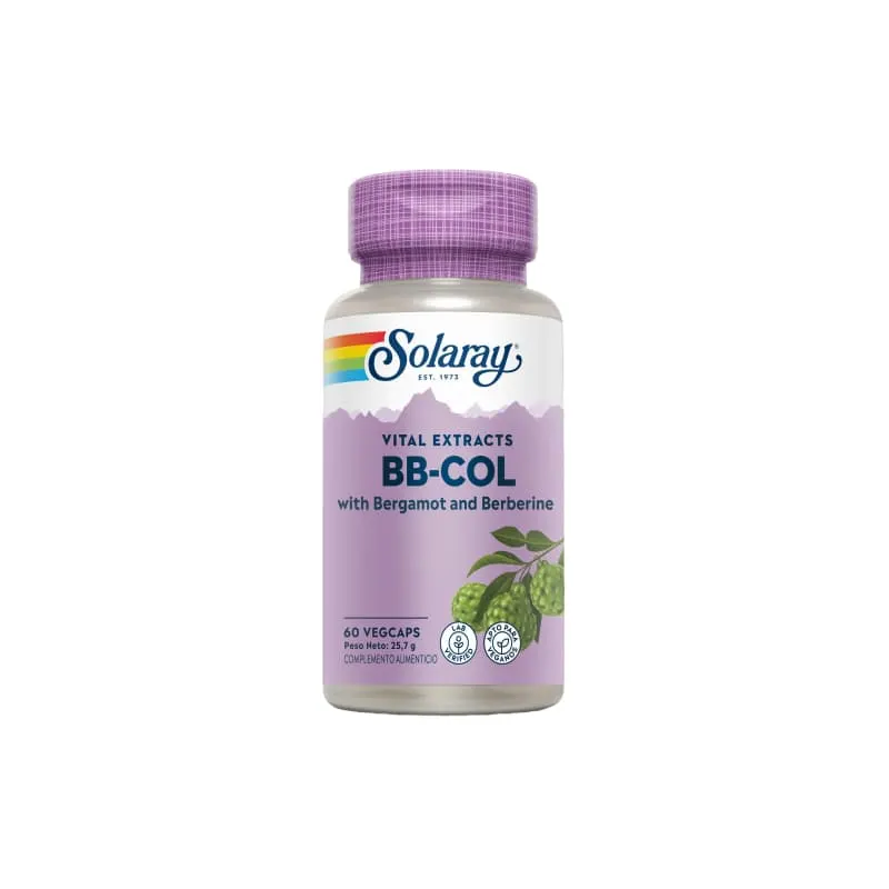 Solaray BB COL 60 VegCaps con Bergamota y Berberina para colesterol