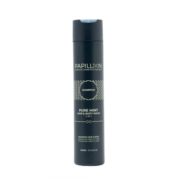Champu hidratante Papillon Pure Mint 300ml 2 en 1 para pelo y cuerpo mentolado.