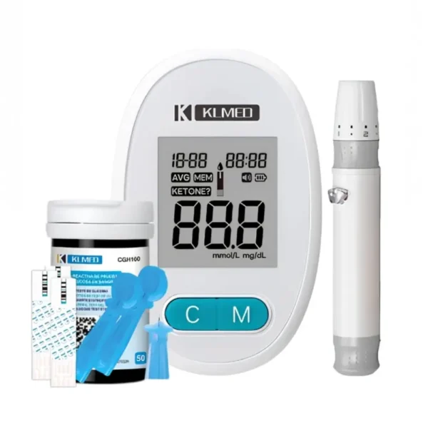 Kit glucómetro digital KLMED CGH11 con tiras reactivas y lancetas